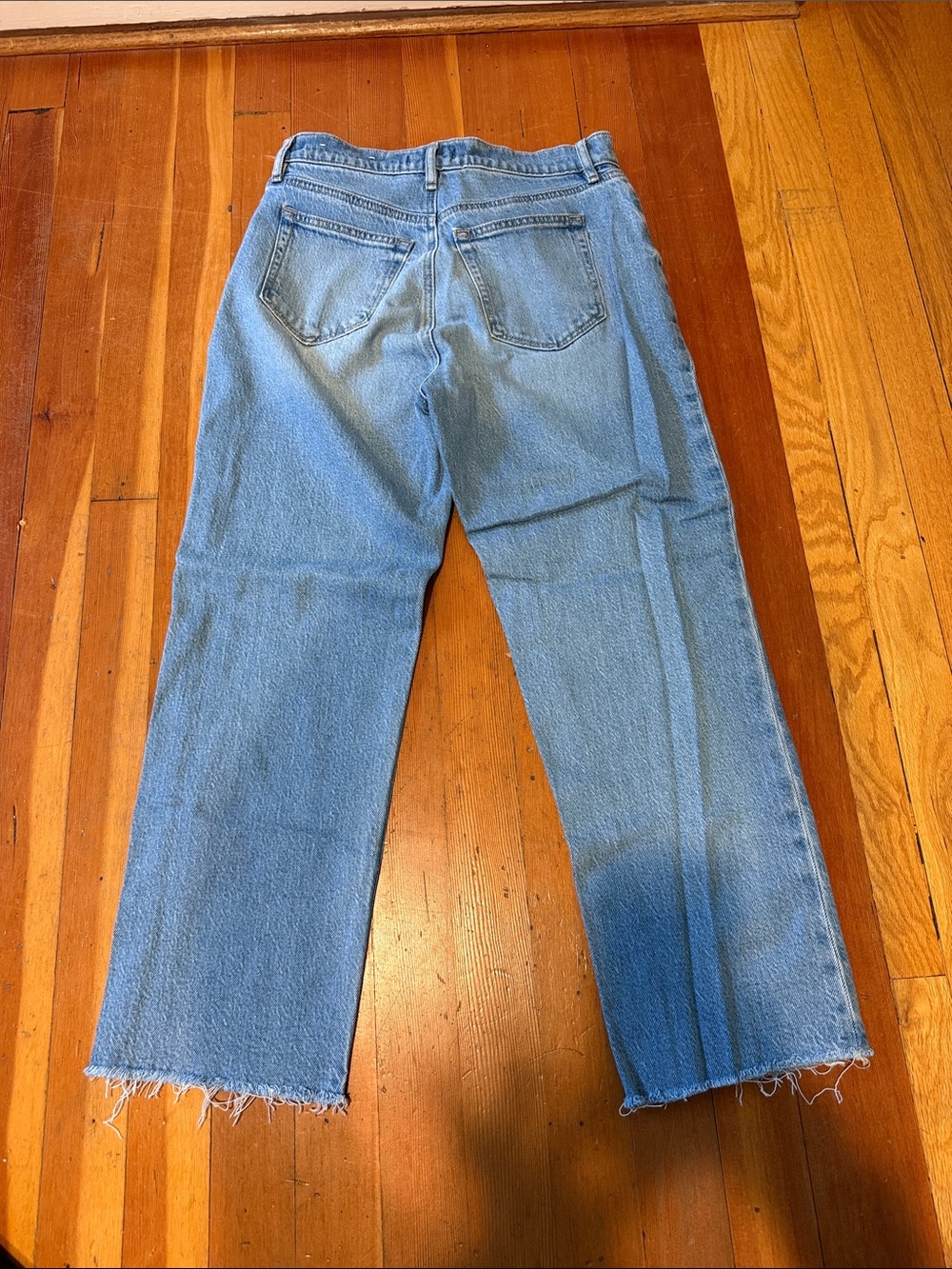 LOFT Light Blue Straight-Leg Jeans with Frayed Hem - Picture 3 of 6